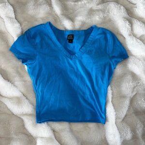 blue cropped top